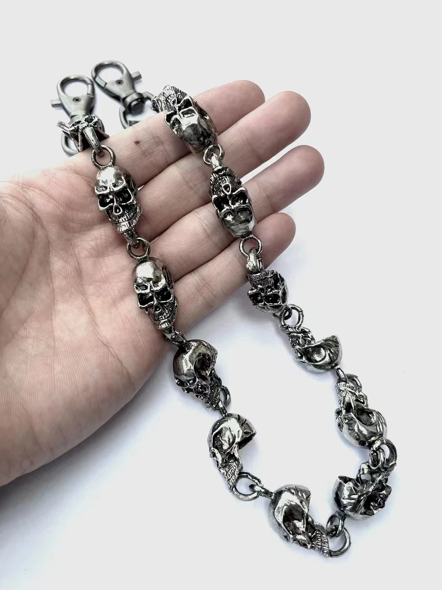 Gothic Punk Heavy Waist Chain Men Skull Keychain Wallet Chain Biker Riding Rock Fashion Accessories