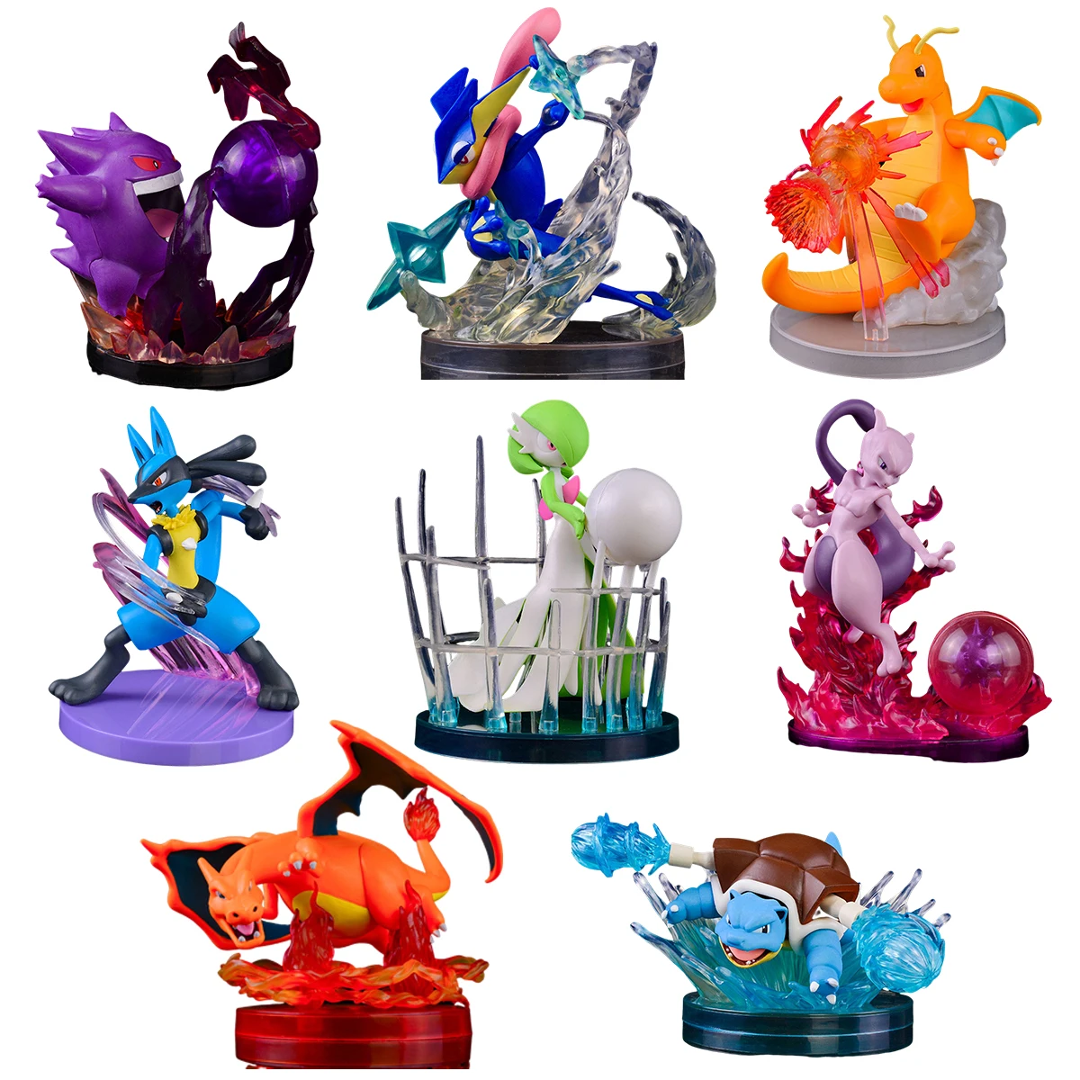 Pokemon Animation Charizard Blastoise Mewtwo Greninja Gengar Dragonite Gardevoir Lucario Action Figures Collezione Di Modelli Di Giocattoli