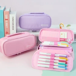 Portable code lock pencil case Pink Oxford cloth cute stationery box Student large capacity multi-functional mini code case