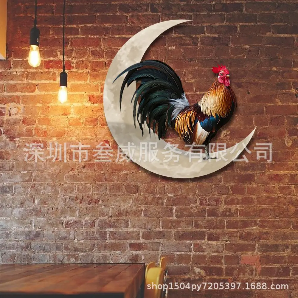 

Indoor and outdoor metal art the cock and the moon hang metal logo