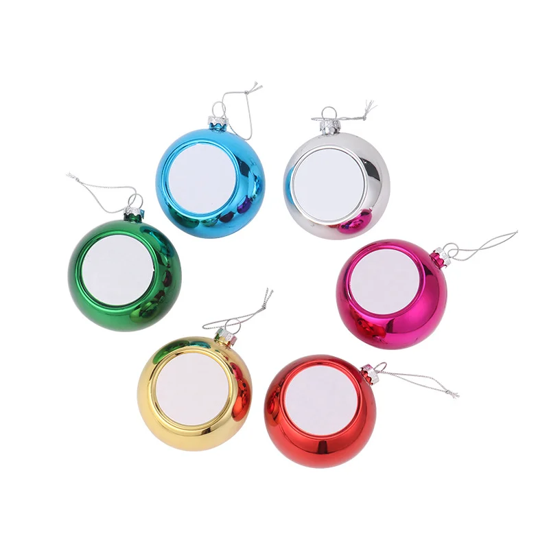 10pcs/Lot Sublimation Christmas Ornament Pendant For Xmas Tree Home Decor 8cm Sublimation Blank Christmas Ball Chain