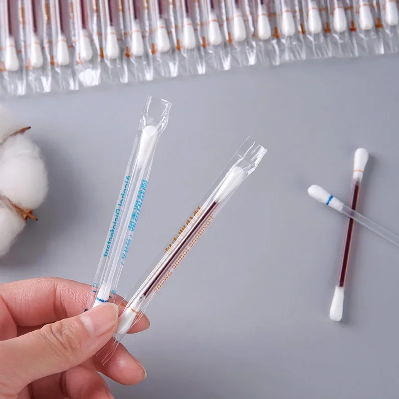 Disposable Medical Alcohol Sticks Disinfection Iodine Cotton Swabs Emergency First Aid Clean Wounds Supplies 50/100pcs disposable cotton swabs