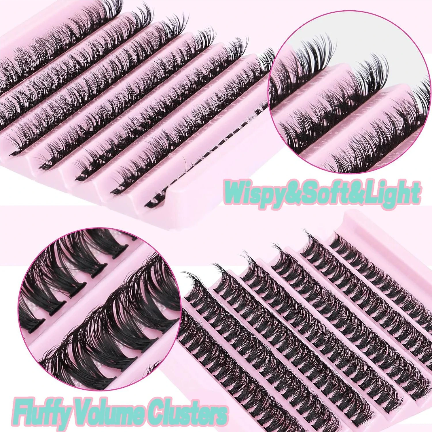 fake eyelashes DIY lashes extension kit 200 PCS clusters lash bond seal makeup tools