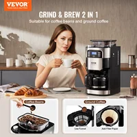 VEVOR Coffee Maker with Grinder, 12 Cup Grind and Brew Coffee Maker with 3 Brew Strength Control, 24-Hour Timer for Auto Brew 2