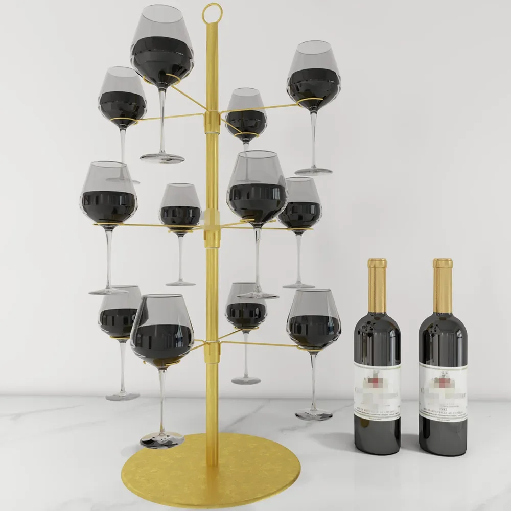 Champagne Tower, Metal Drink Tower for Parties Champagne Glass Holder, 3 Tiers-12 Brackets, for Bar Stand, Cocktail Tree Stand