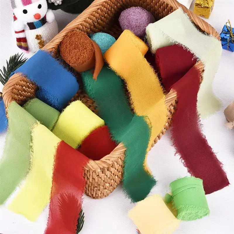 5 м/рулон, шифоновая шелковая лента ручной работы | AliExpress