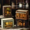 DIY Wooden Miniature Model Kit  Mini Box Coffee Bakery Store Casa Doll Houses 3D Puzzle Dollhouse With Furniture Friends Gifts 4