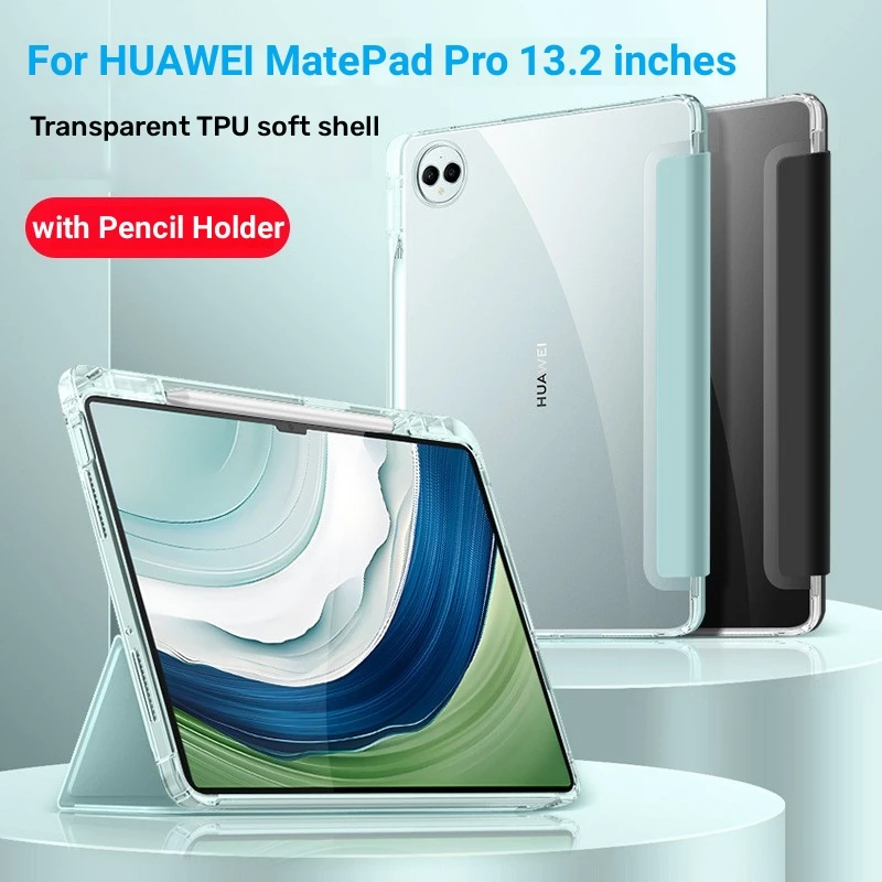 Custodia Per Huawei Matepad Pro 13.2 Pollici Pce-W30 Cover Posteriore In Silicone Tpu Trasparente Per Matepad Pro 13.2 2023 Con Portamatite