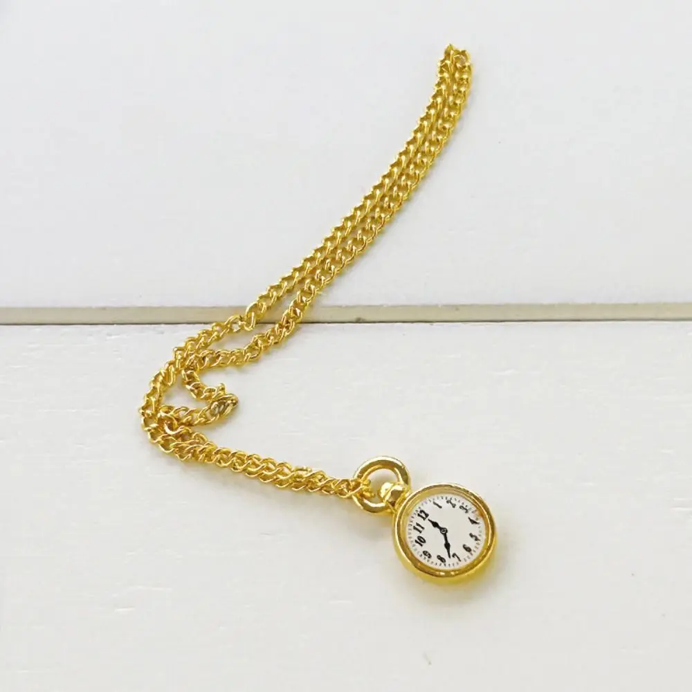 1/12 Puppenhaus Simulation Vintage Taschenuhr für ob11/30cm Puppe Mini Halskette Kind so tun, als spielen Spielzeug DIY Puppenhaus Dekoration – Detail 6