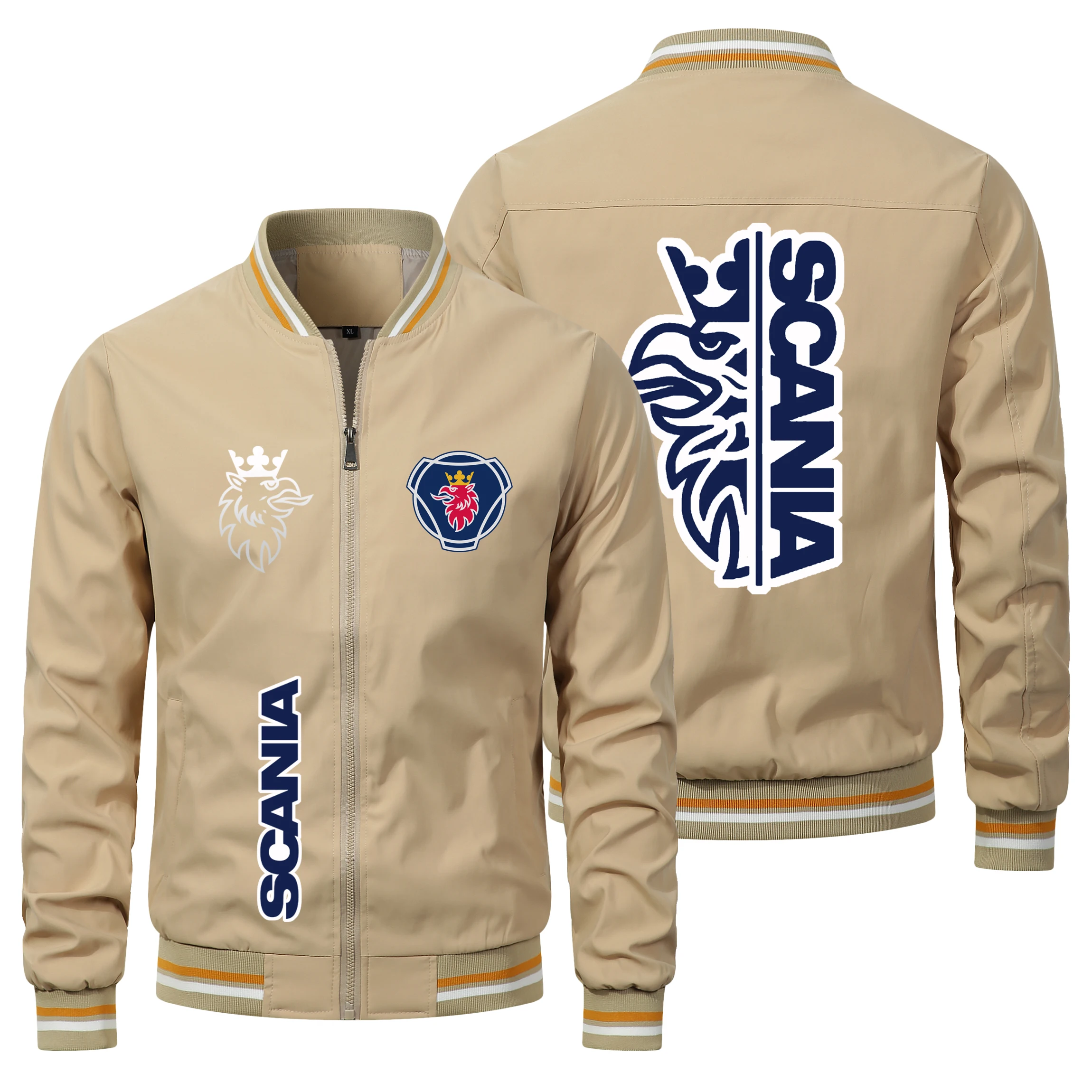 New Design Bomber Jacket and Coats Zip Up Fashion Motorcycle Jacket men's casual Small collar Coats oversized Men's Clothing