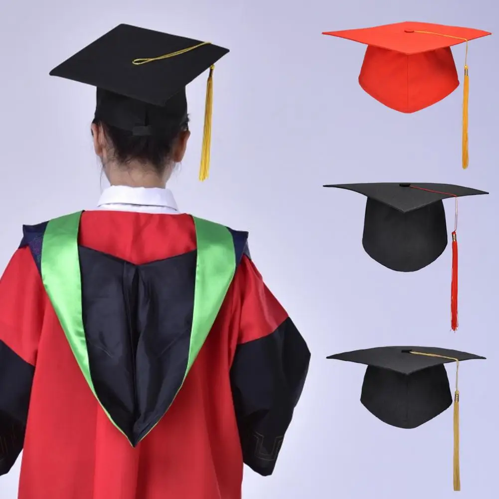 

2023 Mortarboard Tassels Hat Solid Color Square Board Graduation Party Hierophant Hat Master Academic Hat Doctor Mortarboard