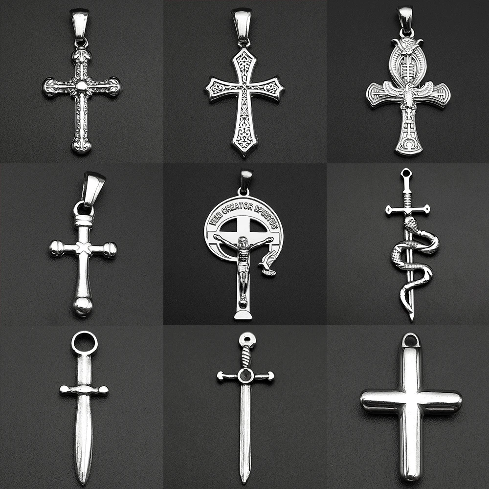 Dijes Religiosos de Cruz de Anj y Espada (Acero Inoxidable) S9ed3a82920a242eba4fefc3abb02a9d1G