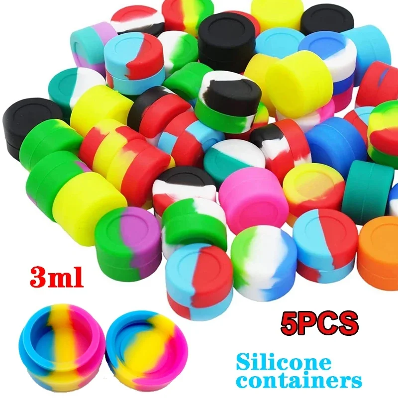 10PCS Silicone Container 2ML 3ML 5ML 7ML 11ML 22MLTank Storage Box Color Mixing Non stick Concentrate Container Tank Oil Wax Box