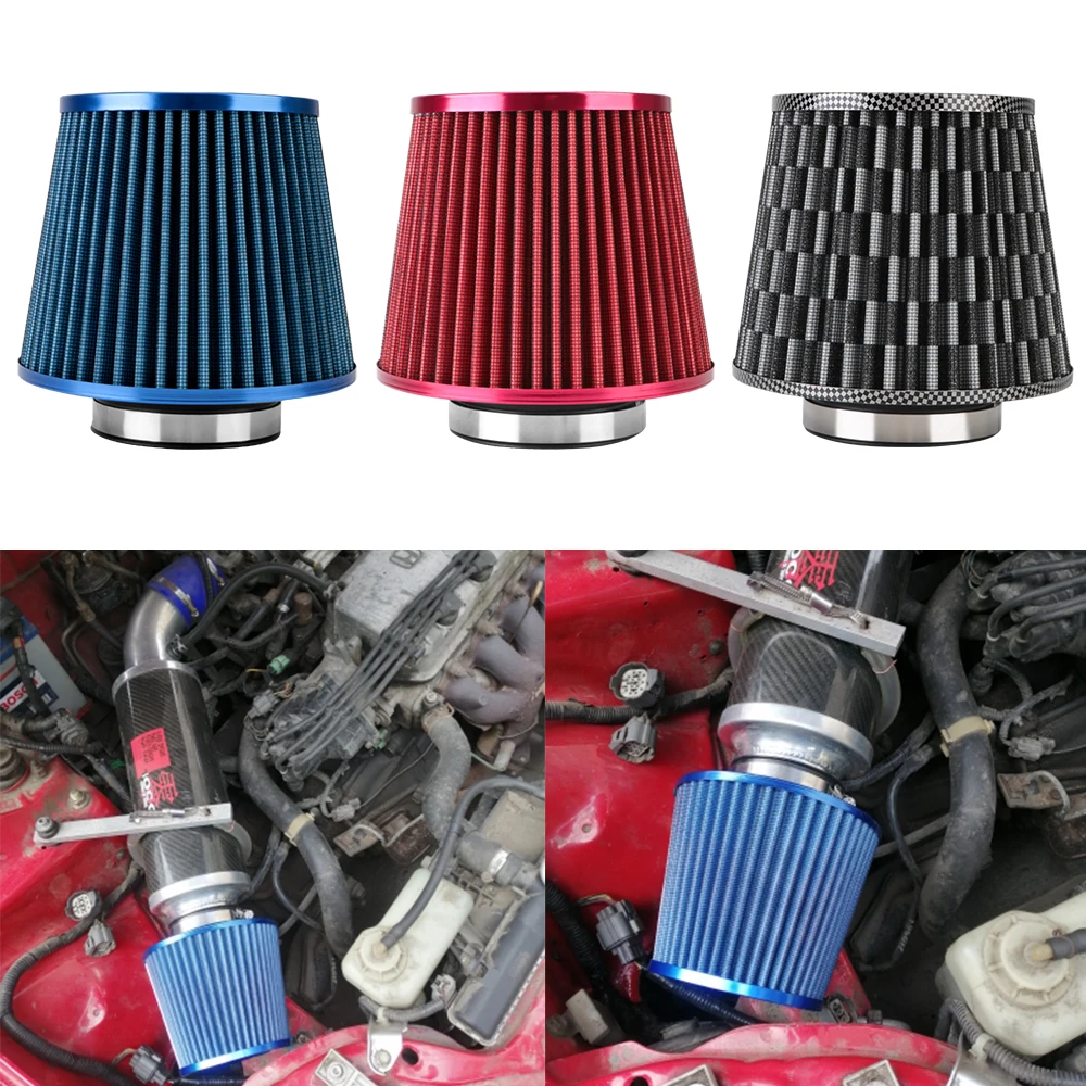Car Air Filters Universal Car Accessories 3 Inch High Flow Sport Power Mesh Cone 76MM Cold Air Intake Filter Induction Kit air filters car filter