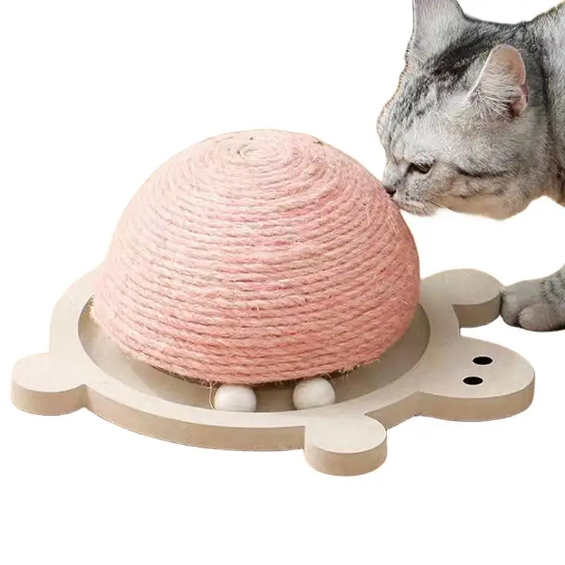 

Cat Scratch Board Turtle Shape Cat Scratching Sphere Scratch-resistant Sisal Cat Scratcher Wear-Resistant With Rolling Wood Ball