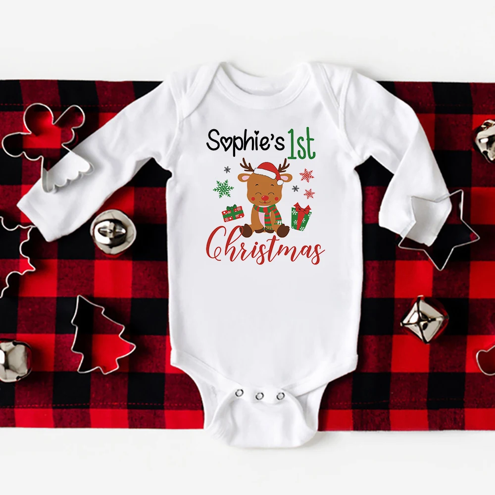 Baby Bodysuit Baby First Christmas Bodysuits Personalised Newborn Jumpsuit