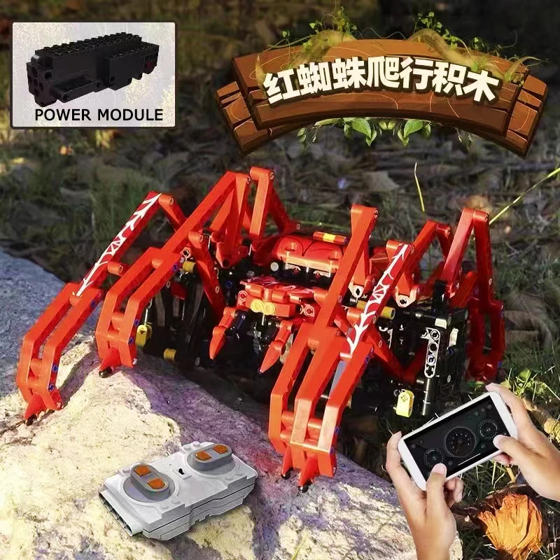 Mold King Technical Rc Insect Robot Building Blocks Creative Expert Motorizzato Red Spider Model Bricks Giocattoli Per Bambini Regalo Di Compleanno