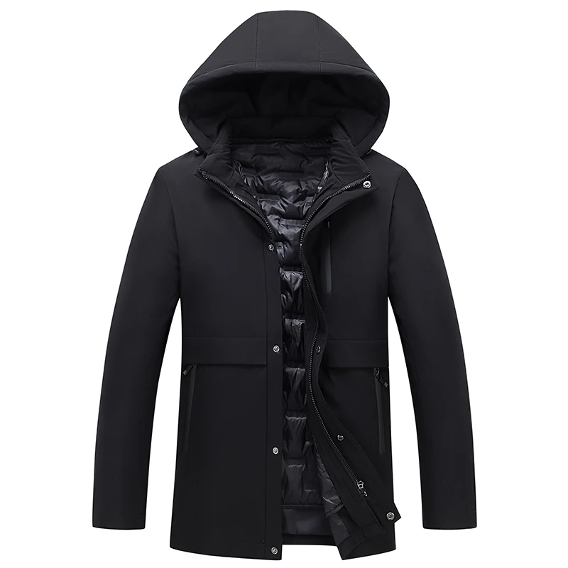 

Новинка, мужской пуховик со съемной подкладкой для мужчин среднего возраста, зимняя повседневная Высококачественная Толстая теплая куртка из 90% белого утиного пуха с капюшоном