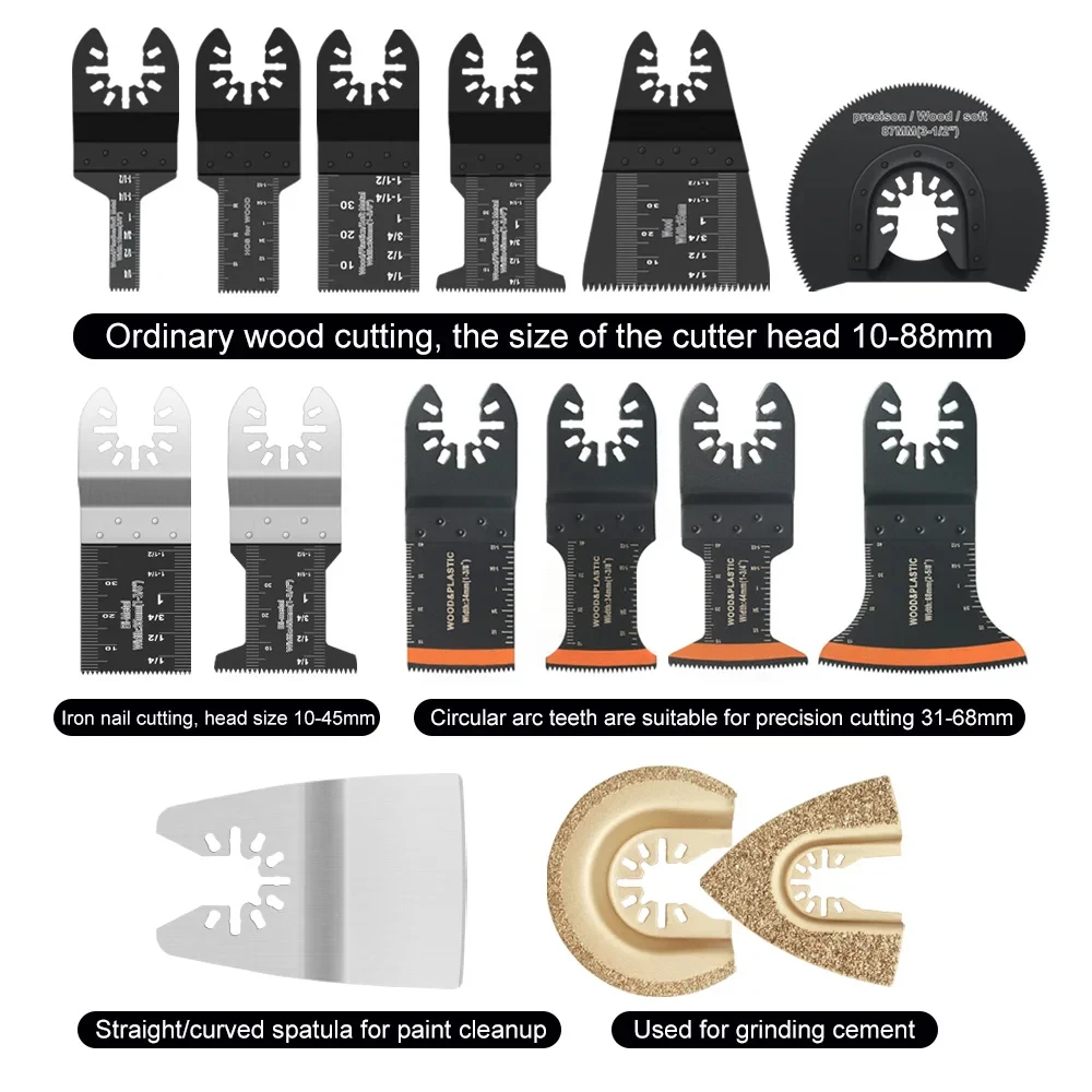 Universal Multifunction Oscillating Tool Saw Blades with Quick Release