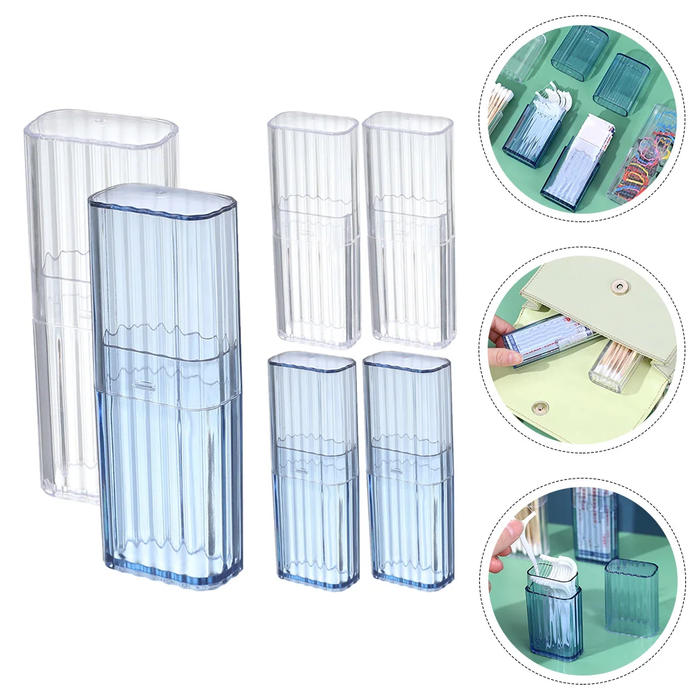 

6 Pcs Travel Toothpick Box Dentals Floss Picks Dispenser Convenient Swab Boxes Holder