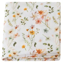Premium Super Soft Bamboo Muslin Baby Swaddle Blanket - 120x120 Nursery Wrap - 120x120cm (Floral)