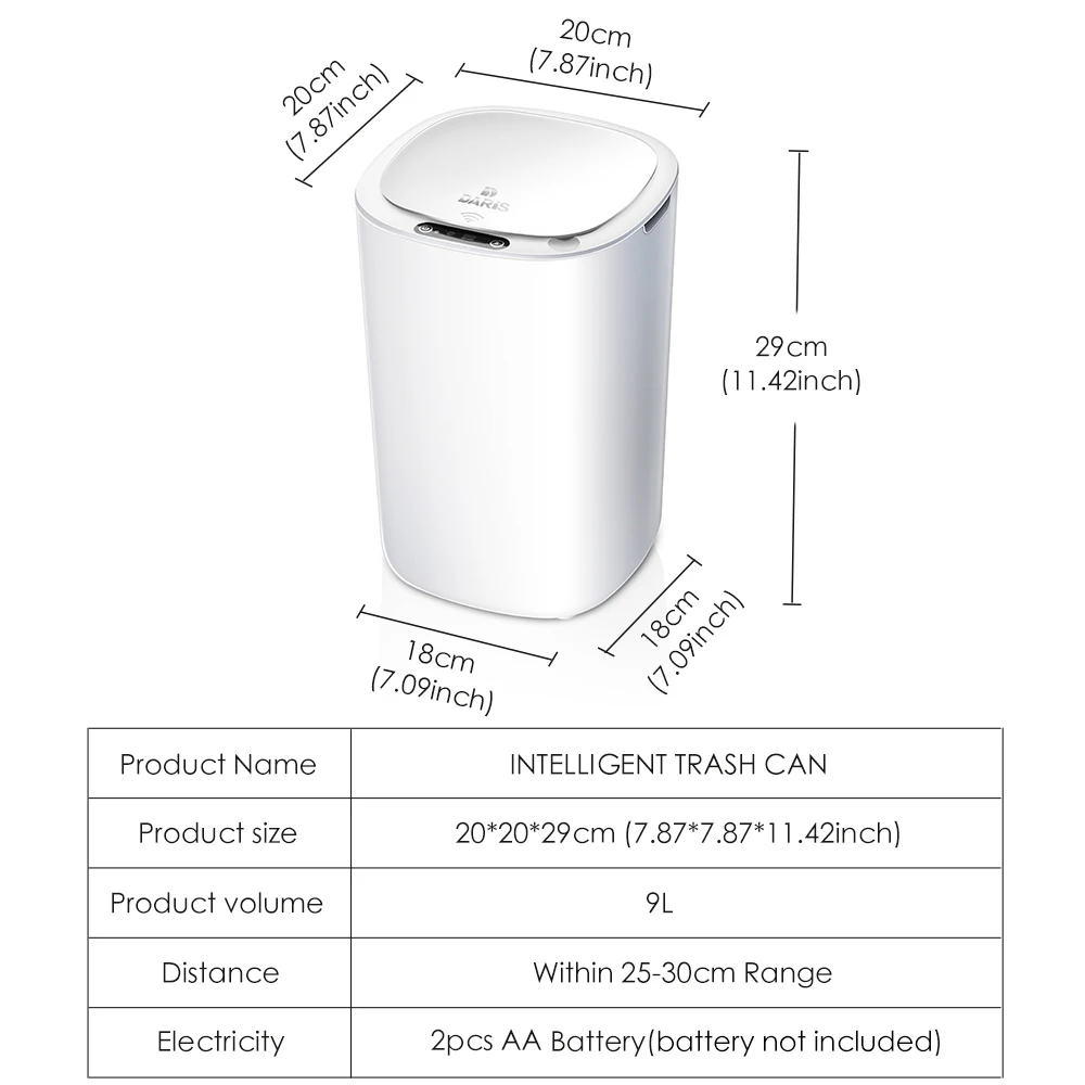 Automatic Sensor Trash Can for Kitchen Bathroom Smart Waterproof Electric Waste Bin 8.5-12L Capacity trash can