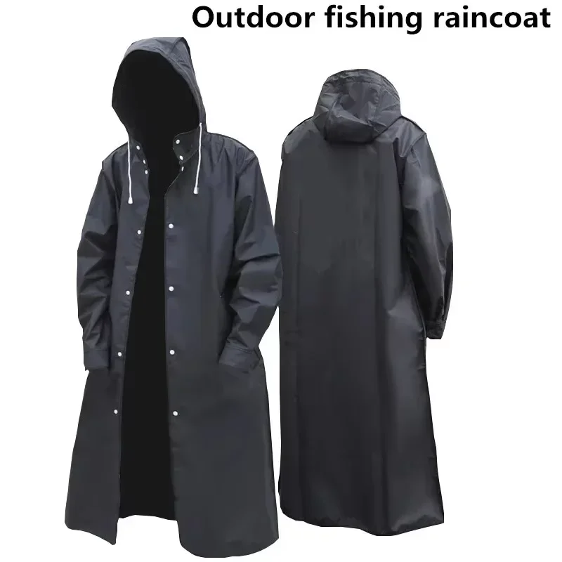 Imperméable longue pêche randonnée - Manteau pluie étanche homme femme capuche - Vêtement extérieur