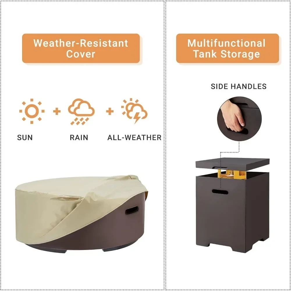 2-Piece Firepit Table Set with Tank Table, 30 Inch Auto-Ignition Gas Fire Pit, Weather-Resistant Pit Cover, Steel Fire Table