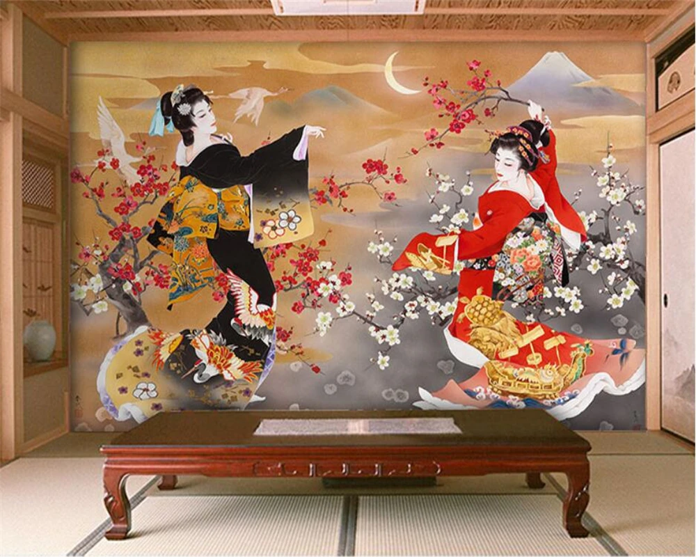 beibehang papel de parede Japanese Restaurant Japanese Sushi Shop Ladies Customized Restaurant Background Wallpaper