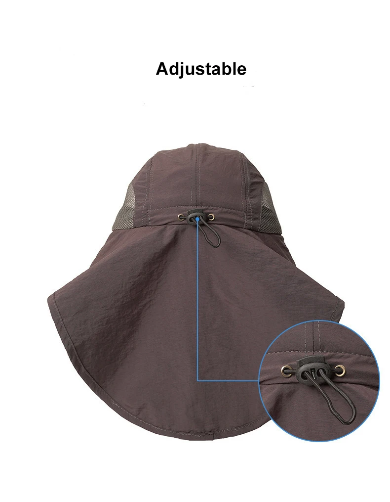 Sun Hats Mens UV Sun Protection Cap Safari Hike Cap with Neck Flap Fishing Hat