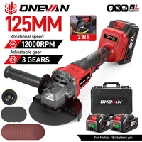 ONEVAN 125MM meuleuse d'angle électrique sans brosse 2in1 polissage 3000W M14 Cutter métal bois outil électrique pour Makita 18V batterie broche 1