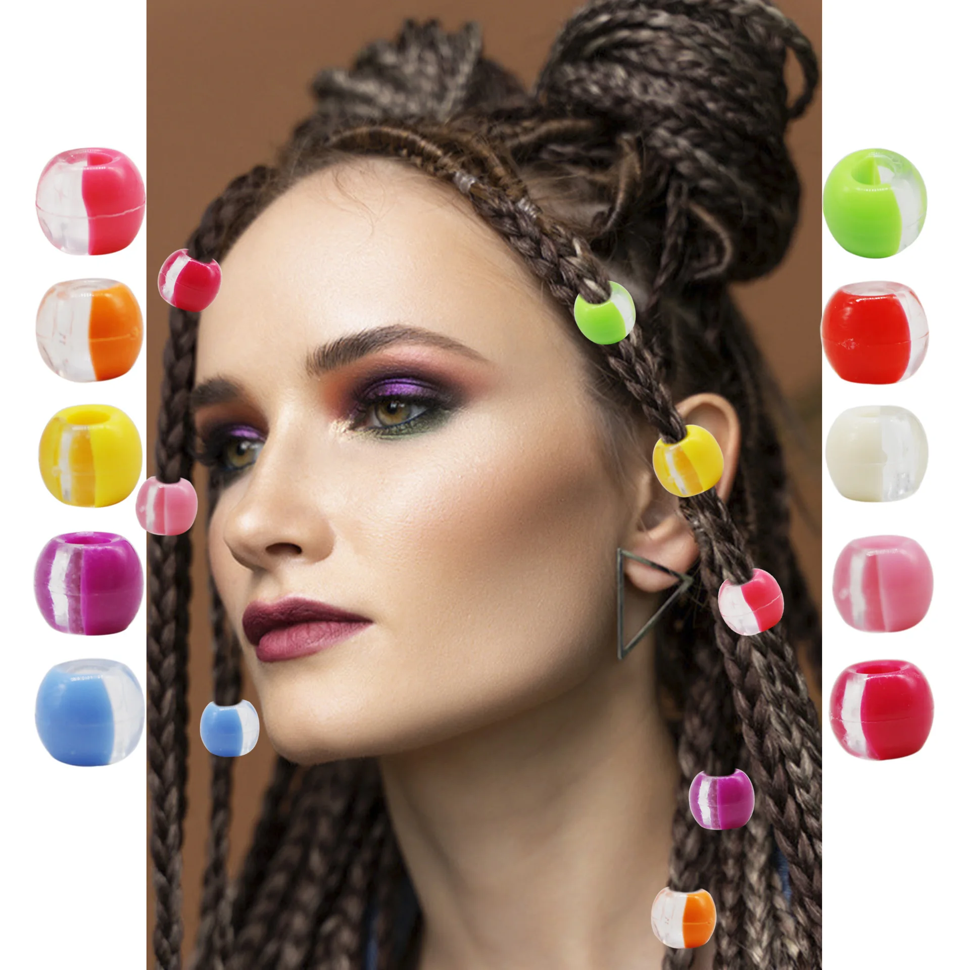 75pcs crochet braids acrylic round hair braid dread dreadlock beads