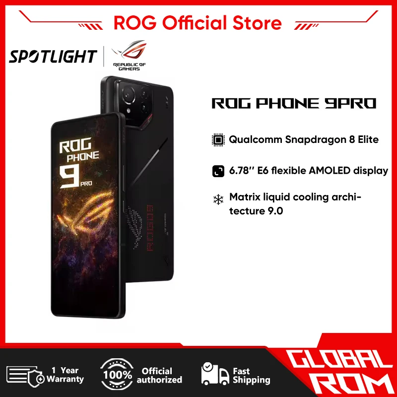 World Premiere ASUS ROG Phone 9 5G Smartphone Snapdragon 8 Elite 6.78‘’ 185Hz AMOLED Display ROG 9 Pro 5800mAh NFC Mobile Phone