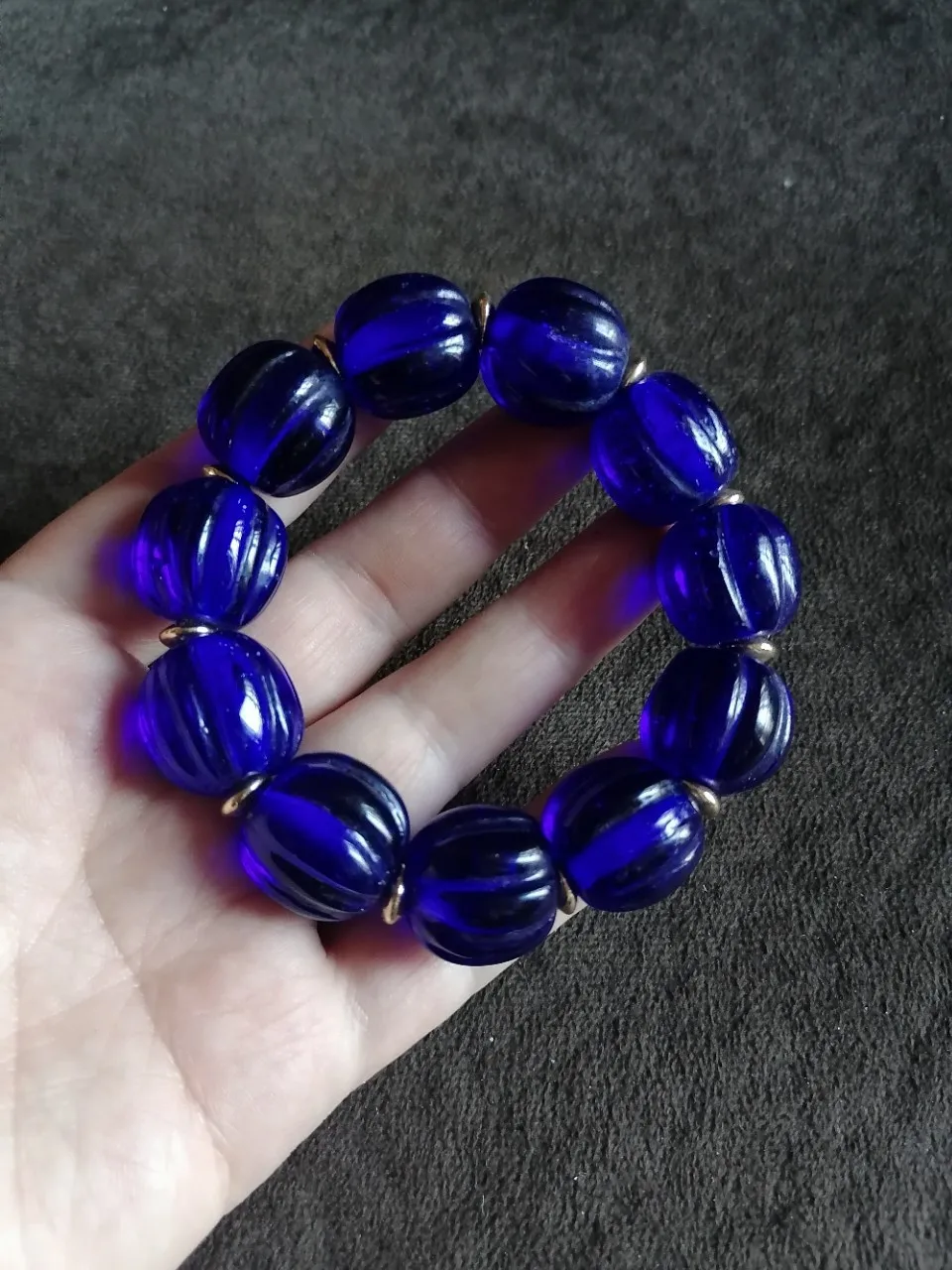 

Sapphire Blue Glazed Buddha Beads Hand String Watermelon Beads Hand String Bracelet