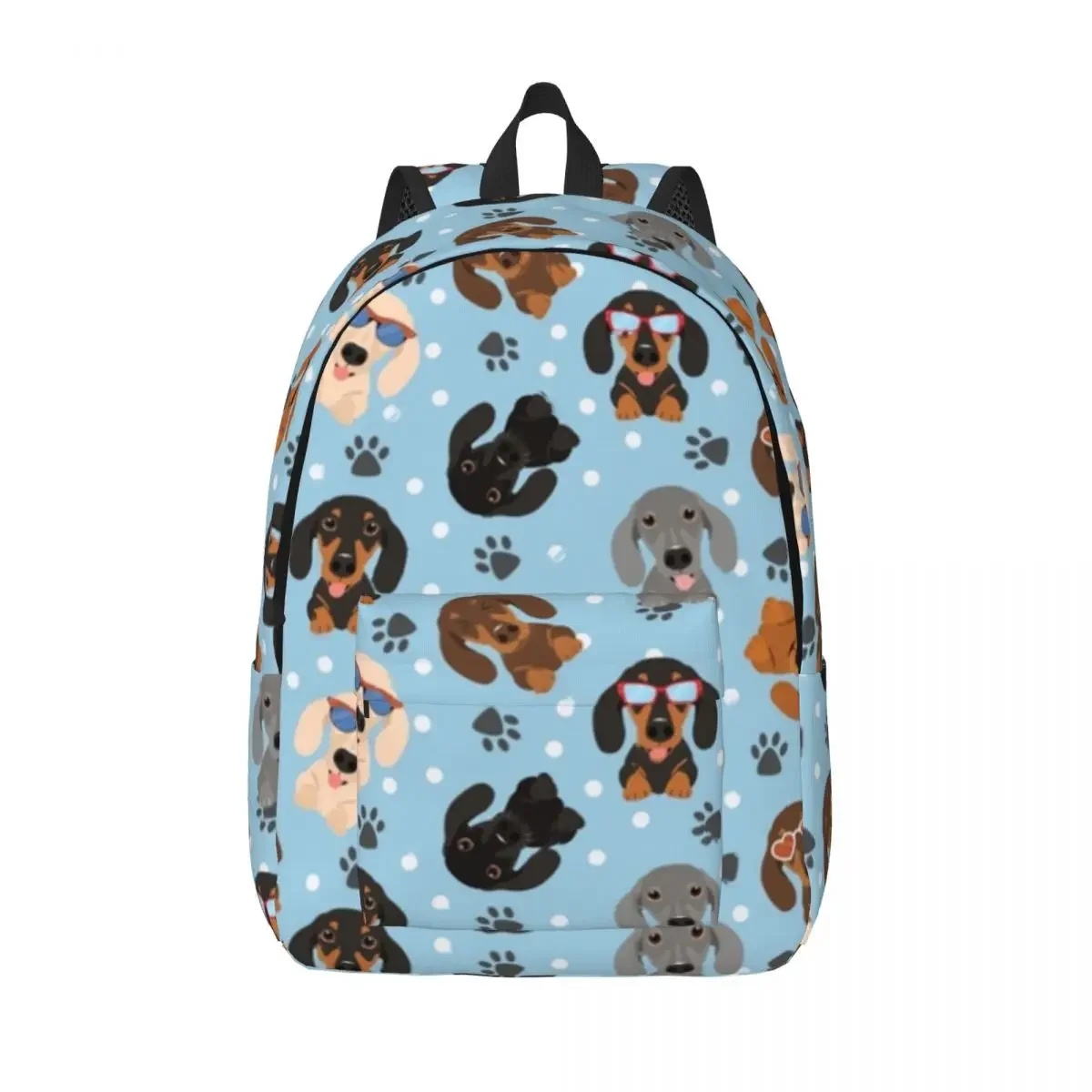 

Happy Dachshund Backpack сосиски собачки мультфильм Женщины Мужчины полиэстер спортивные рюкзаки Дышащие стильные школьные сумки рюкзак