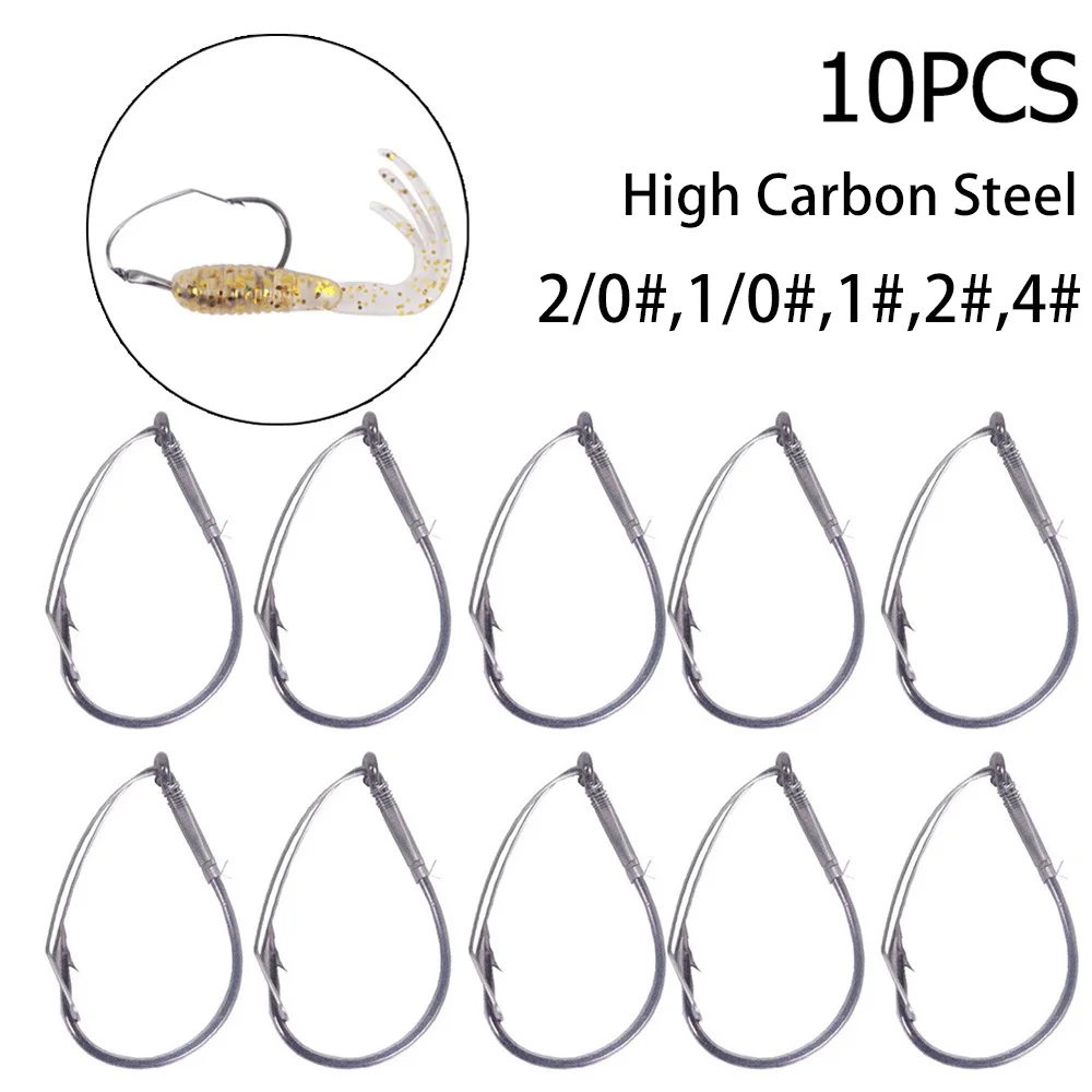 10pcs Fishing Hooks Weedless Hook High Carbon Steel Wacky Rig