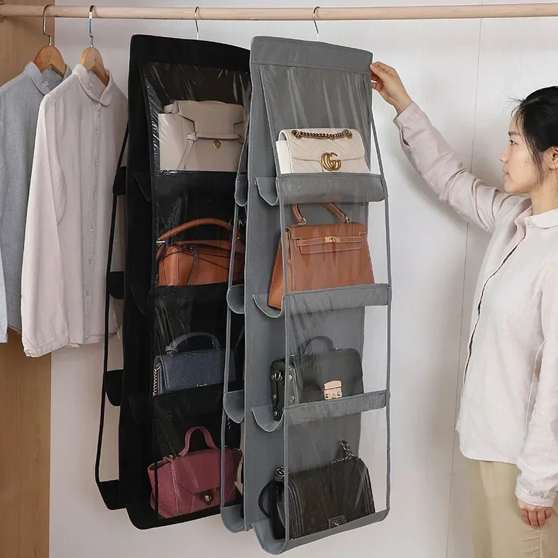 Handbag Organizer Bag Storage Artifact Bedroom Wardrobe Closet Handbag Holder 6/8 Pocket Hanging Organizer Dust-proof