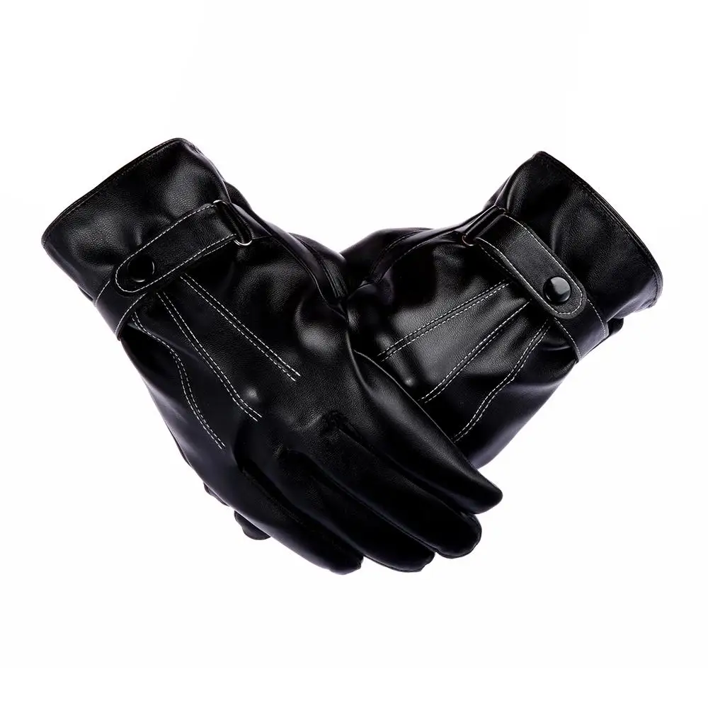 1PairMensFleeceThermalLeatherGlovesWinterWarmTouchScreen