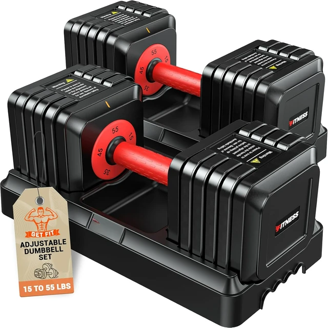 Adjustable Dumbbells Set of 2, 1-Sec Adjustable Weights Dumbbells Set, 5 in 1 Free Adjustable Dumbbell Set