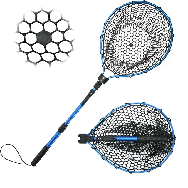 Goture Fishing Landing Net Aluminium Alloy Telescopic Fishing Net Small Mesh Trout Folding Portable Hand Net Fishing Tools