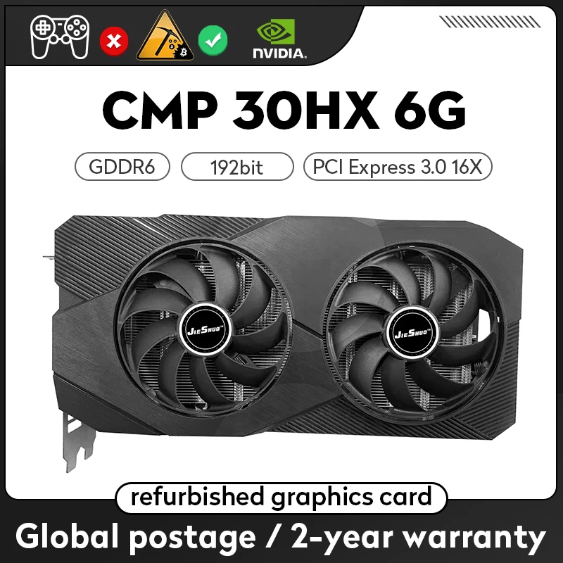 NVIDIA б/у CPM 30HX 6G выделенная графическая карта для майнинга GDDR6 192 бит GPU JIESHUO 30 HX 6 ГБ карточка для майнинга серия 30hx и т. д. ETH