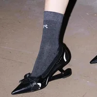 Special Heel Spliced Heels Pointed Toe Heels Women's Fashion Shallow Mouth Bow Non-Slip Mary Jane Single Shoes - Image 3