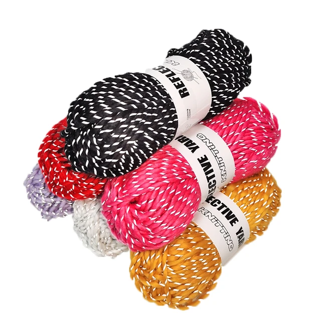 50m/Roll 4mm Reflective Yarns Hand Knitting Sweater Hat Scarf Knitted  Crochet Thread DIY Crafts