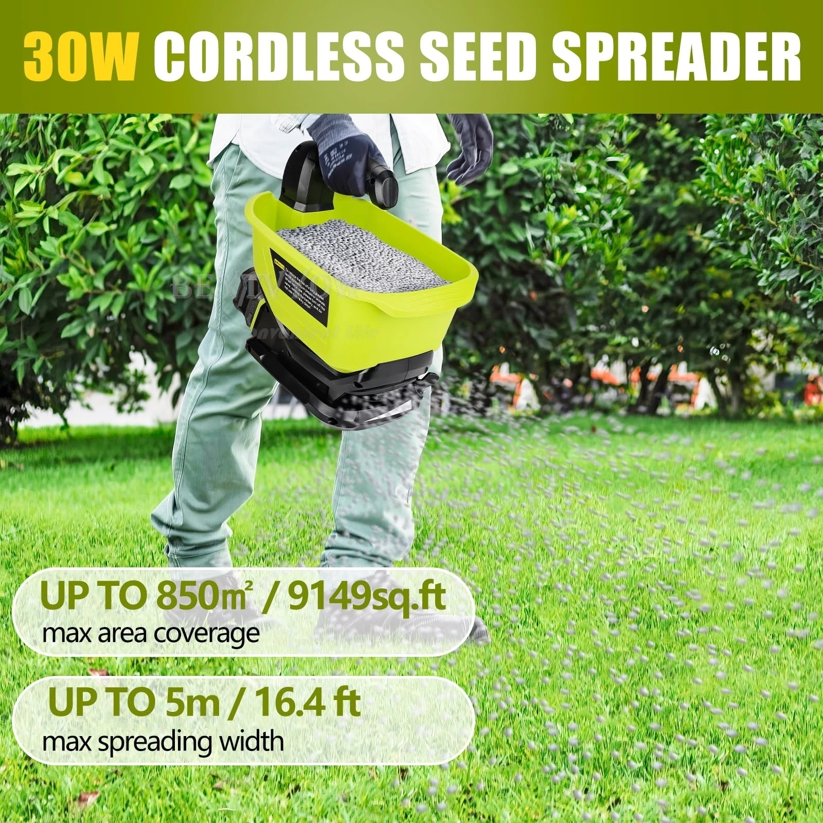 Salt Spreader for Ryobi/Makita/Dewalt/Milwaukee/Bosch/Craftsman 20V MAX Battery