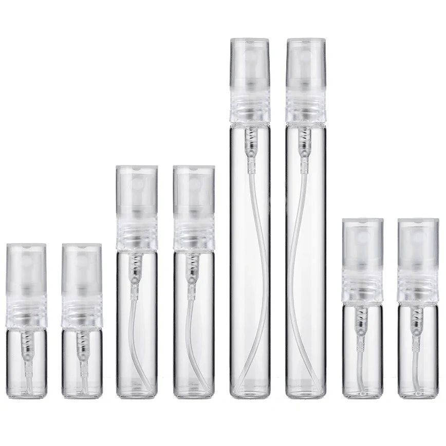 8PCS 10ml 5ml 3ml 2ml Refillable Mini Portable Perfume Bottle Empty Transparent Glass Sample Perfume Spray Bottle for Travel