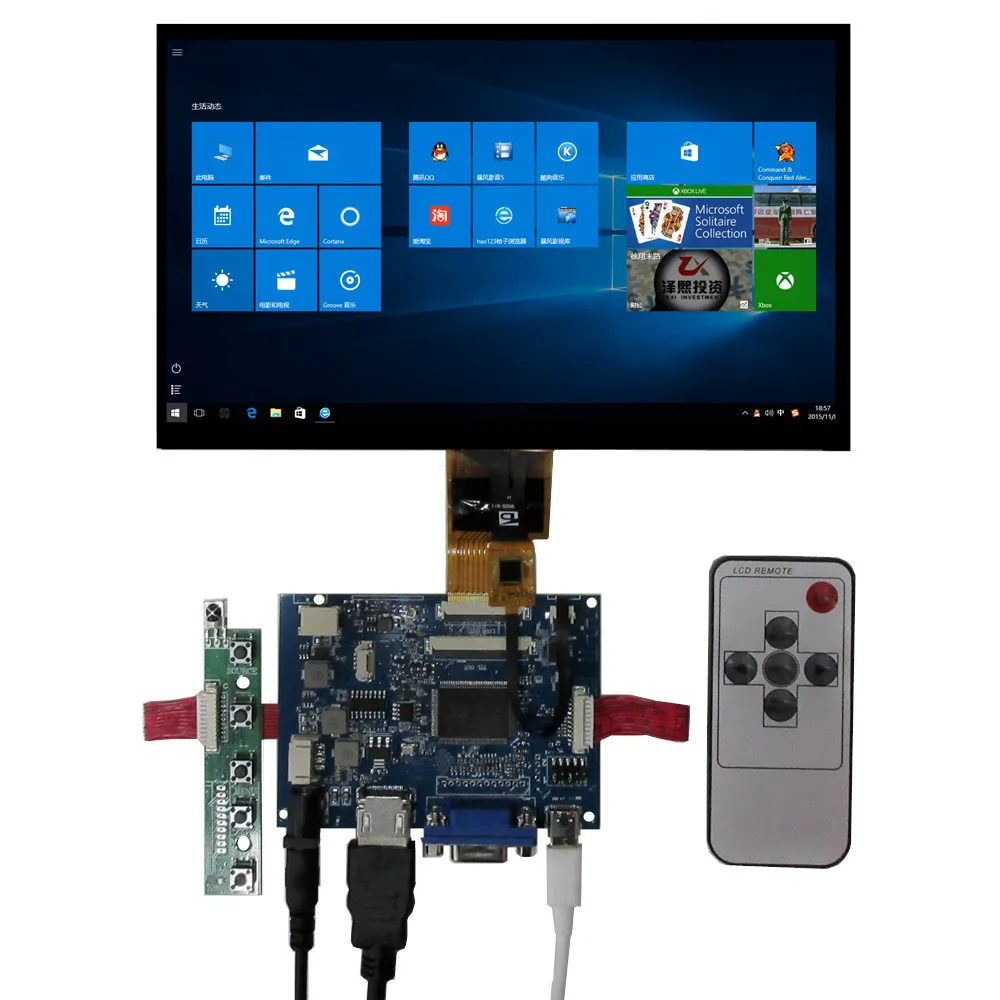 1024*600 LCD 디스플레이 화면, HDMI/VGA 드라이버 컨트롤 보드, 디지타이저 터치 스크린, 라즈베리 파이 컴퓨터 보조 모니터, 8 인치