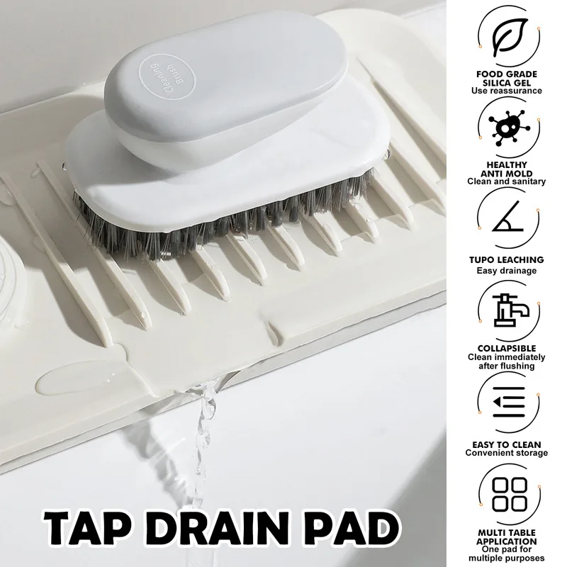 Silicone Faucet Mat Sink Splash Guard Faucet Drain Drying Pad Sponge Drain Rack Countertop Protector Bathroom Kitchen Gadget