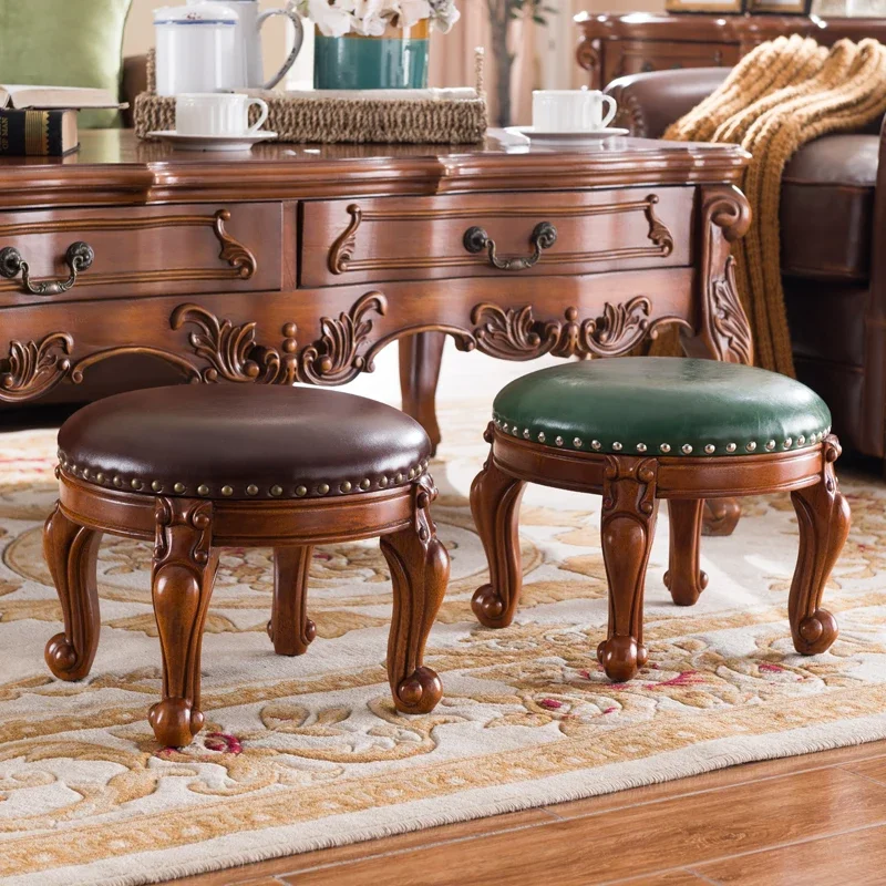 

American round Coffee Table Solid Wood Low Stool Home Small round Stool