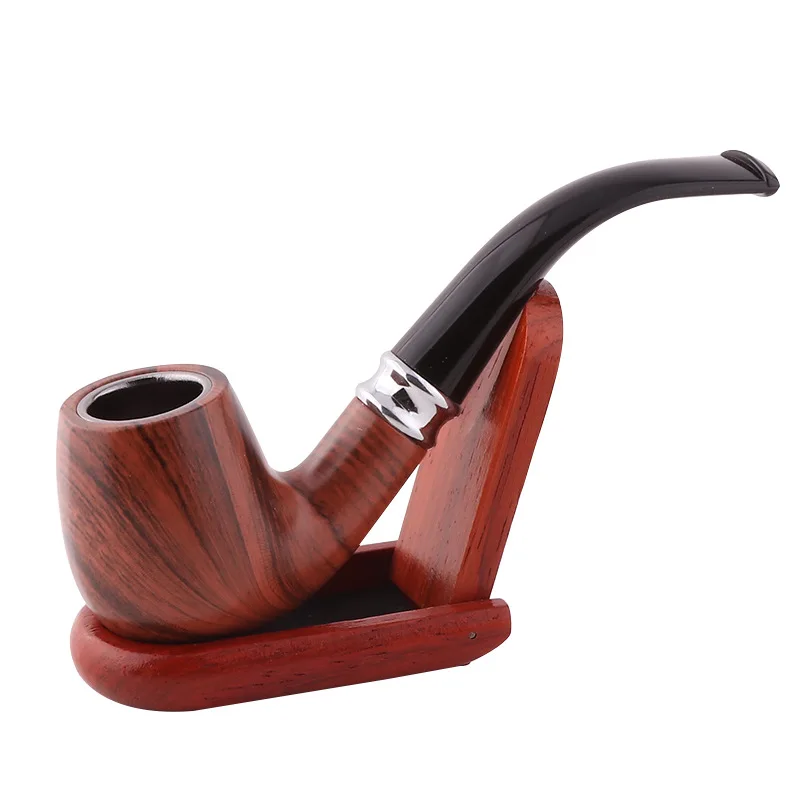 Tobacco Pipe Classic Wood Grain Resin Pipe Chimney Filter Long Smoking Cigar Gifts Gift Grinder Smoke Mouthpiece