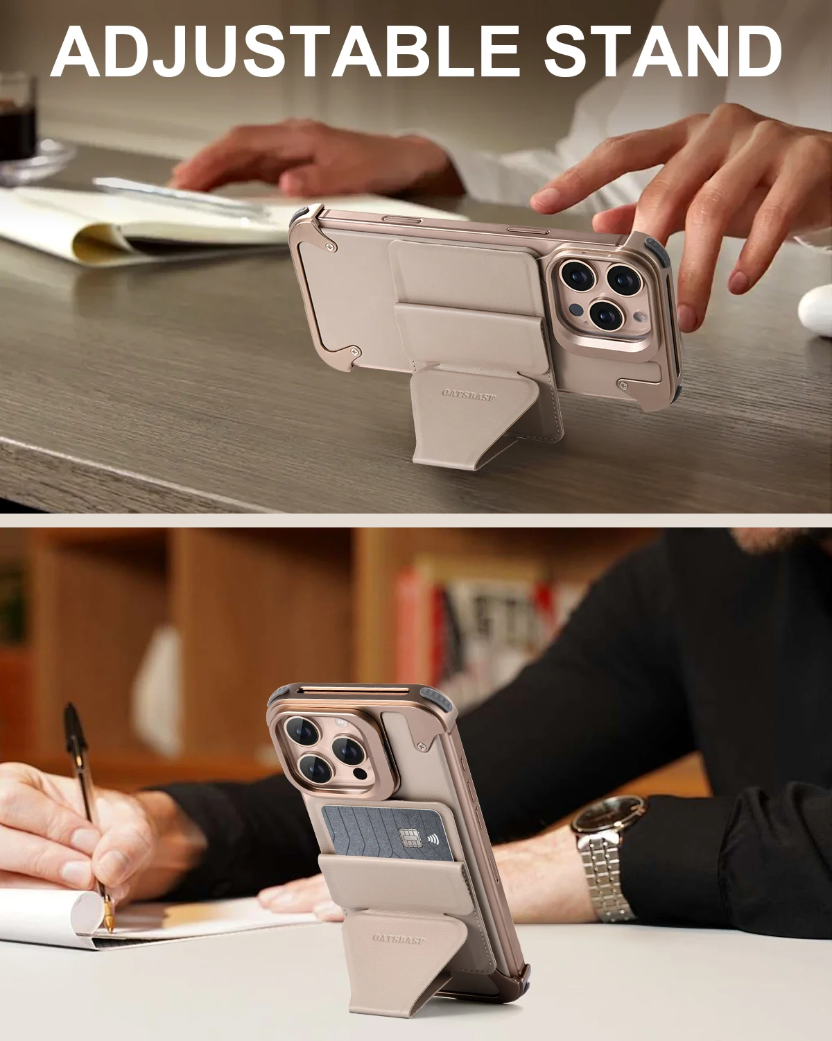 Eary for iPhone 16 Pro Max Phone Case with Stand Magnetic Wallet Card Holder Card Slot Wireless Charging Bumper Protective Cover